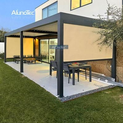 AlunoTec Outdoor Garden Automated Louvered Roof Gazebo Motorized Aluminum Pergola Bioclimatic Pergolas