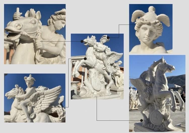 Garden Decoration Large White Marble Gazebo with Lady Sculptures