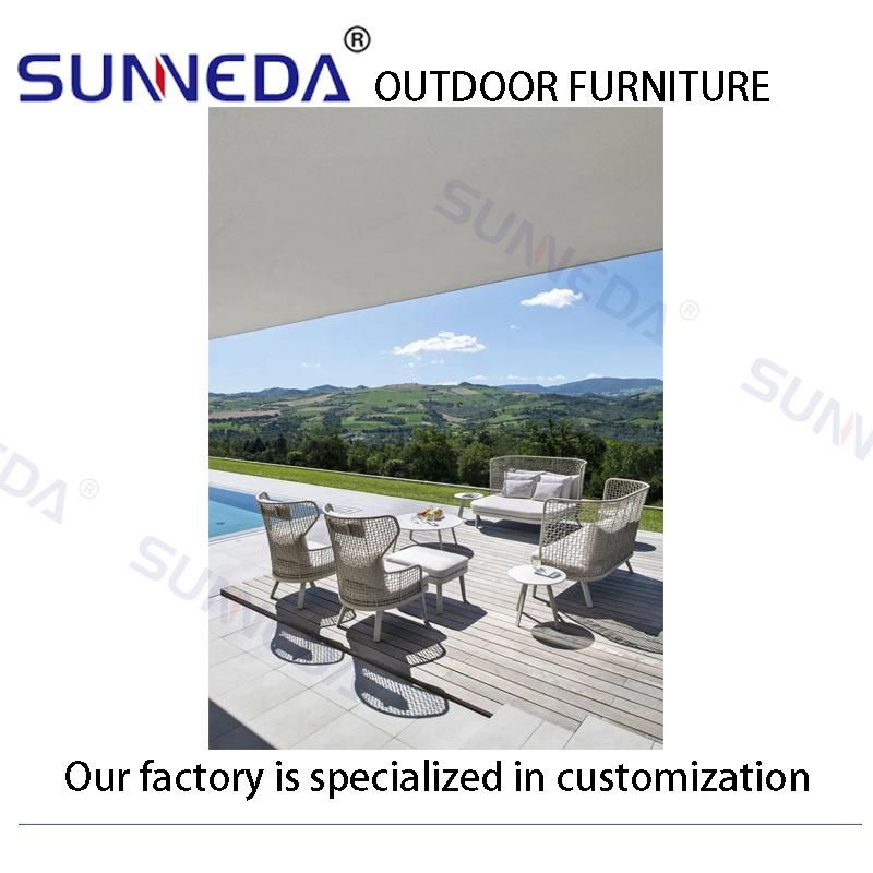 Garden Patio Chair Sofa Set Used Round Rope to Weave Outdoor Furniture