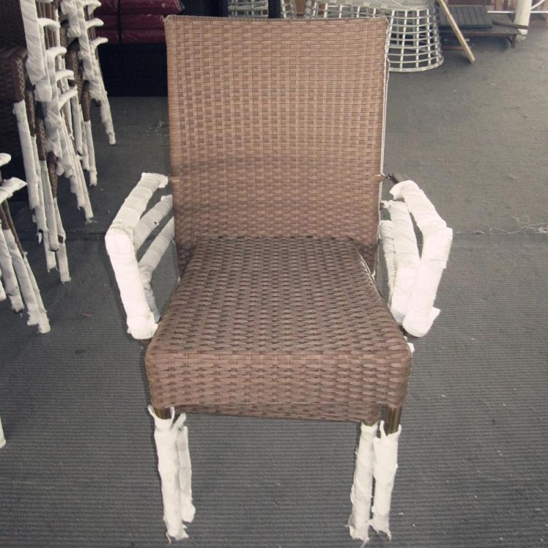Stackable Wood Rattan Bistro Balcony Wicker Ratan Peacock Patio Arm Chair Outdoor Dining Dining Cane Rattan Chair with Arms