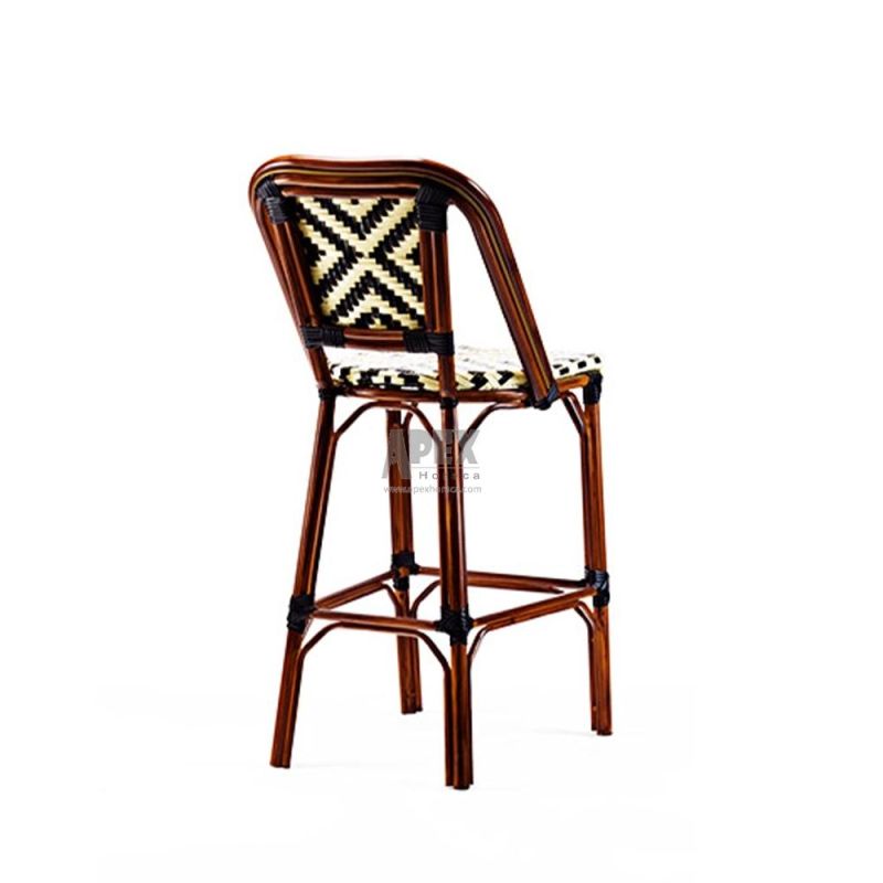 Outdoor Commercial French Rattan Bistro Bar Stool High Chair