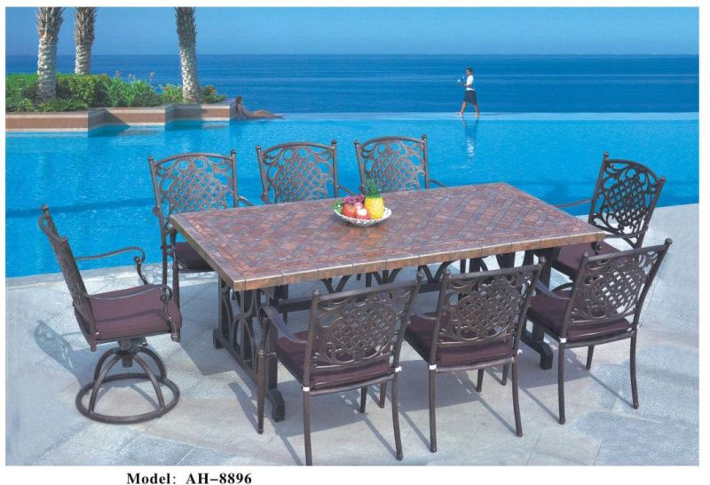 Outdoor Living Traditions Cast Aluminum Furniture Garden Dining Set with or Without Seat Cushions and Square Dining Table, Antique Bronze Finish
