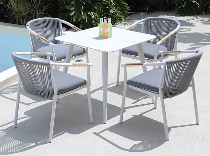Outdoor Aluminum Frame Plywood Restaurant Table Chair Combination Furniture Set