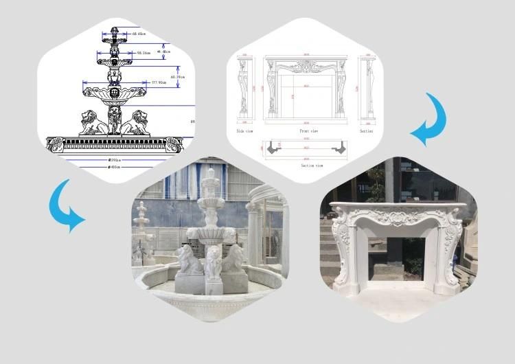 Garden Decoration Large White Marble Gazebo with Lady Sculptures