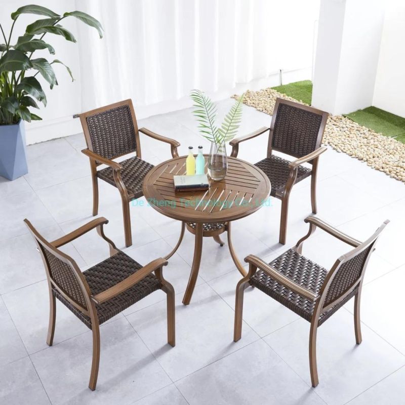 New Arrival Outdoor Garden Patio Furniture Moulded Aluminum Round Outdoor Table and Chairs Set