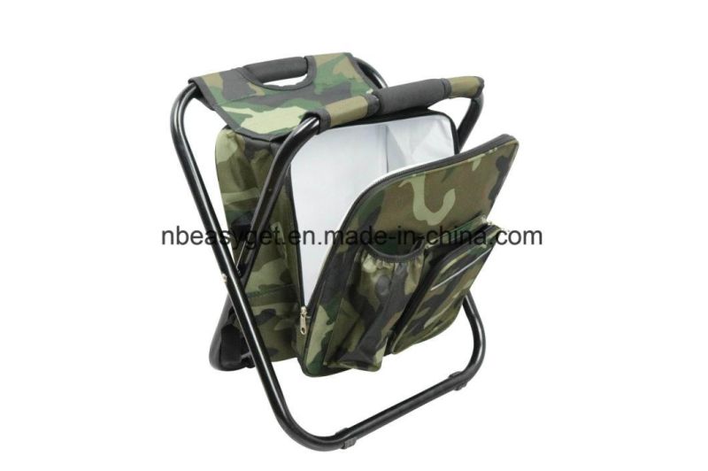 Folding Chair Foldable Camouflage Backpack Cooler Bag 3 in 1 Portable Fishing Stool and Sports Chair Esg10030