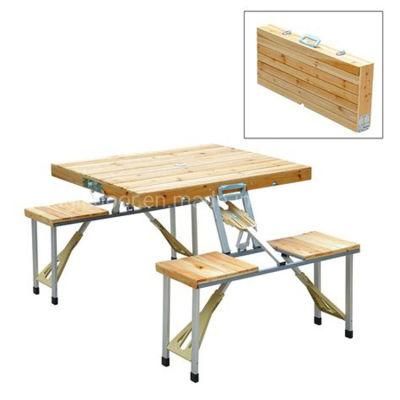 100% Test Trade Assurance Modern Portable Easy Carry Wooden Camping Foldable Folding Table Nutare Color