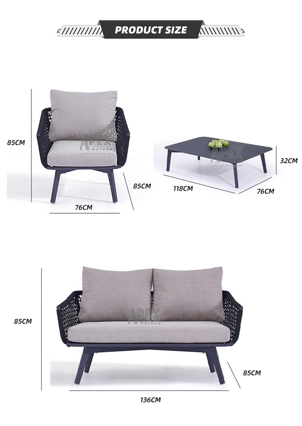Modern Outdoor Leisure Patio Furniture Aluminum Rope Sofa Garden Set