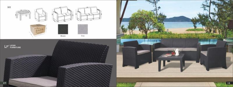 4 Piece Specific Usage PE Rattan Garden Sofa Se