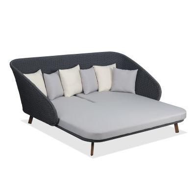 Casual Selection Outdoor Furniture Half Round Rattan Weaving Sofa with Cushion
