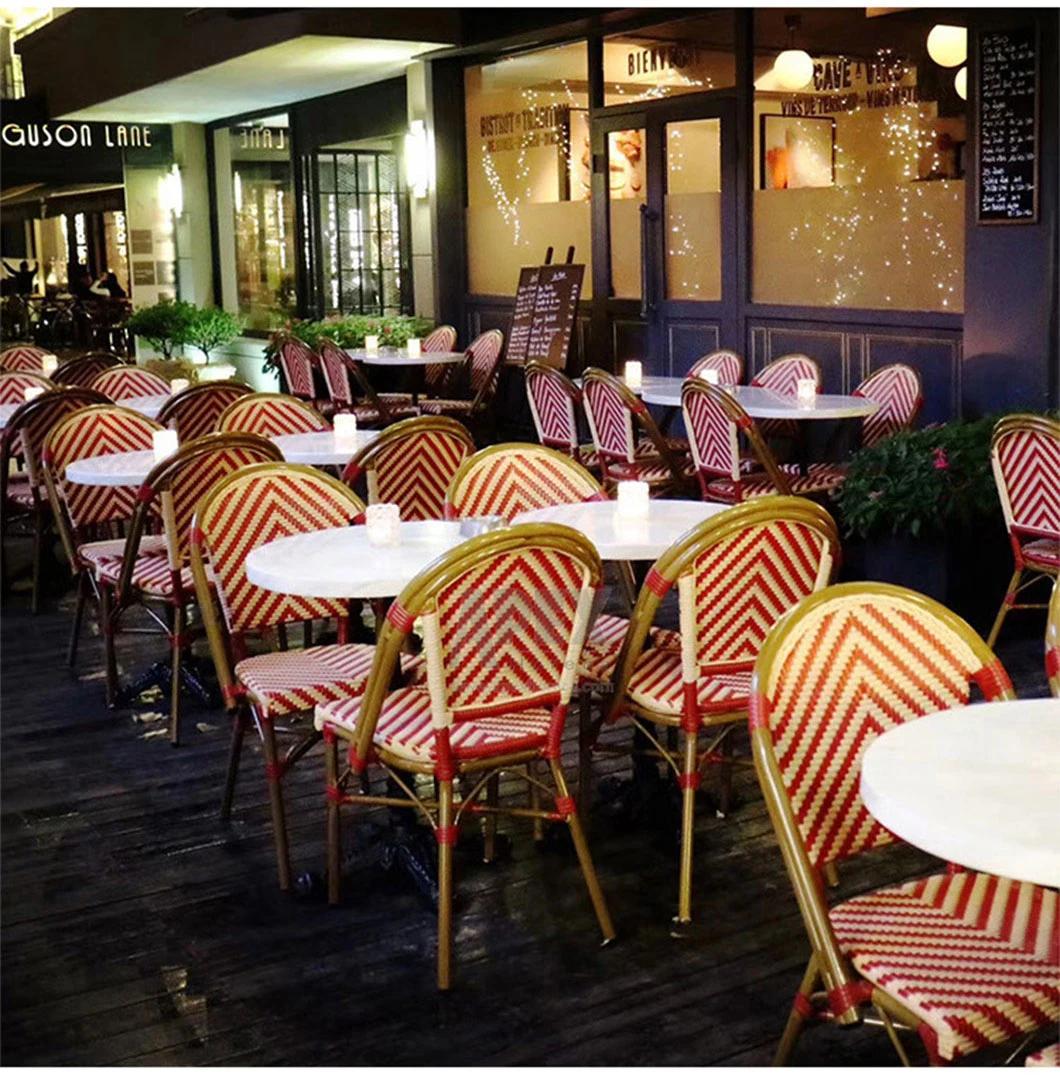 French Bistro Rattan Weave Outdoor Restaurant Counter Bar Stool