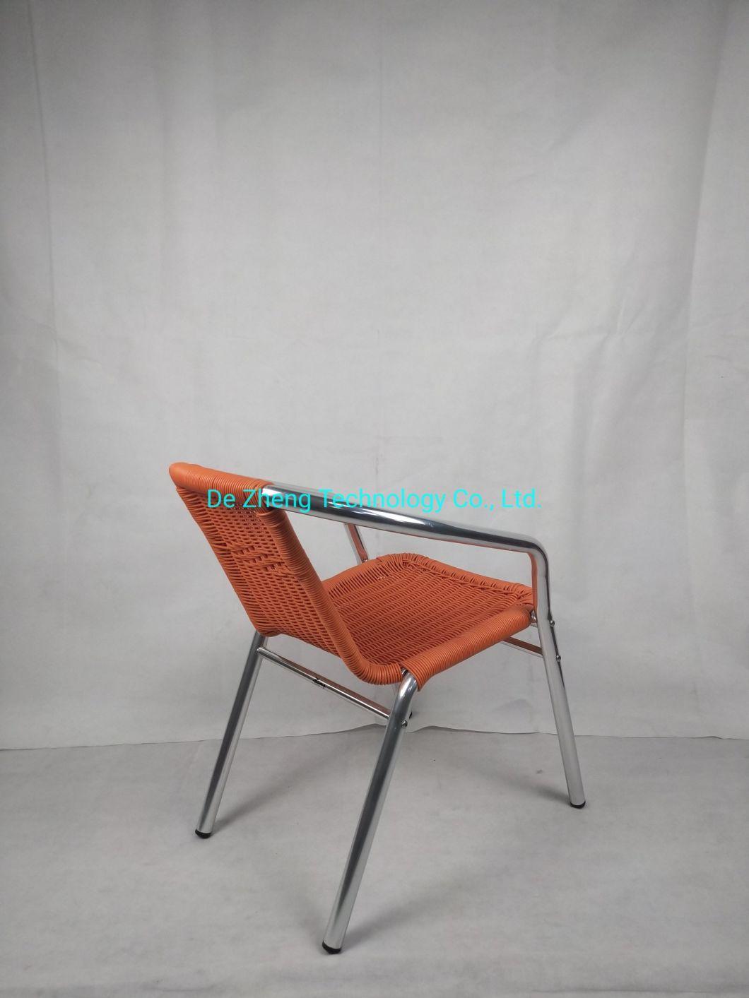 Outdoor Coffee Shop Metal Aluminum Frame Enforce Bar PE Rattan Furniture