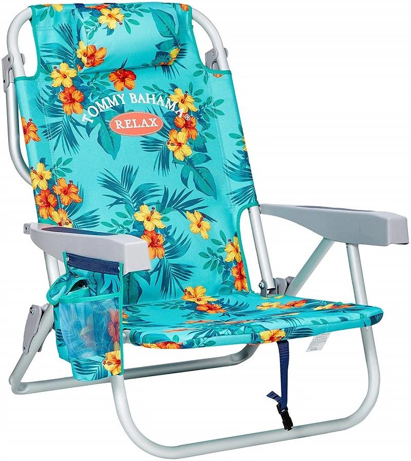 Folding Camping Chair Backpack Cooler Chair with Storage Pouch and Towel Bar