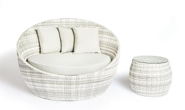 Outdoor Garden Furniture Set Round Rattan Sofa Bed with Side Table