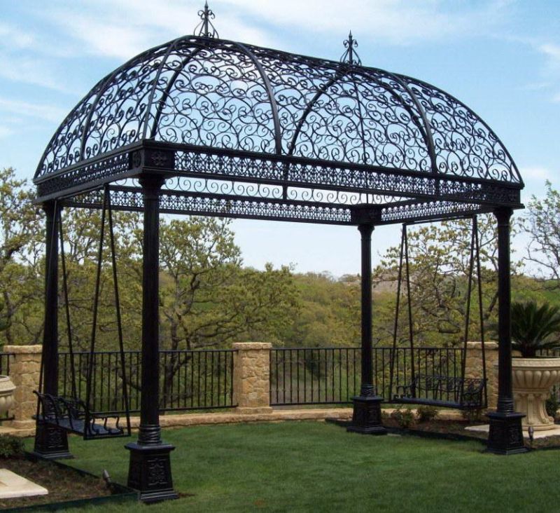 Iron Gazebo with Swings Garden Decoration