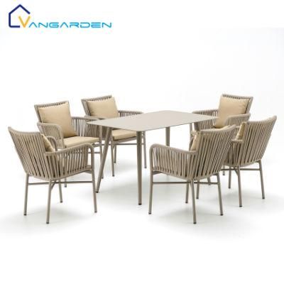 Vangarden Rope Outdoor Furniture Backyard Patio Table and Chair Set