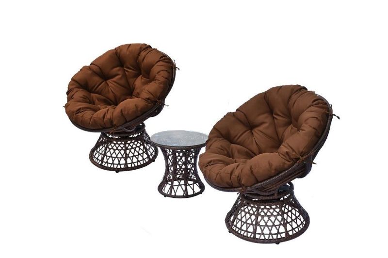 Outdoor Modern Patio Swivel Sofa Garden Leather Dining Rattan Bar Chair Swivel Accent Leisure Wicker 360 Degree Swivel Chair