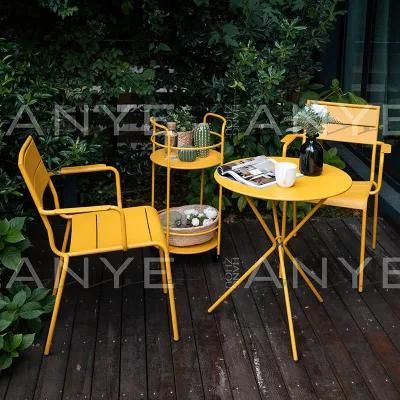 Premium Steel Firm Villa Furniture Yellow Outdoor Garden Tea Chair Comfortable Casual Armchair