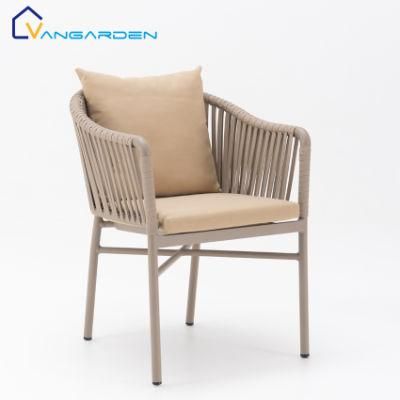 Vangarden Stackable Modern Commercial Restaurant Aluminum Outdoor Rope Dining Chair