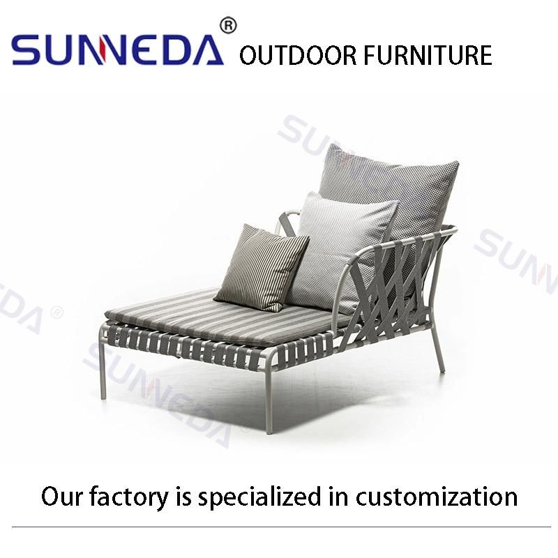 Aluminum Alloy Frame Durable Waterproof Outdoor Beach Lounger Furniture with Soft Cushion