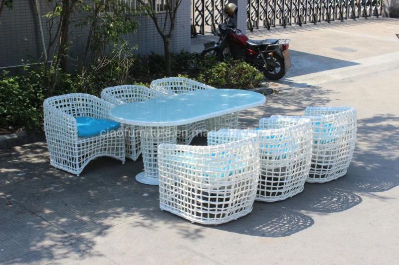 7PCS Leisure Garden Aluminum Rattan Dining Table Set Outdoor Furniture