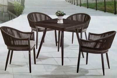 Rope Dining Set with Aluminium Frame for Patio Leisure Home Modern Rope Dining Table and Chair Set Restaurant