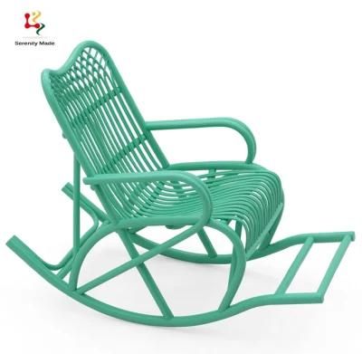 Natural Rattan Adult Rocking Leisure Balcony Cane Elderly Lounger Chair