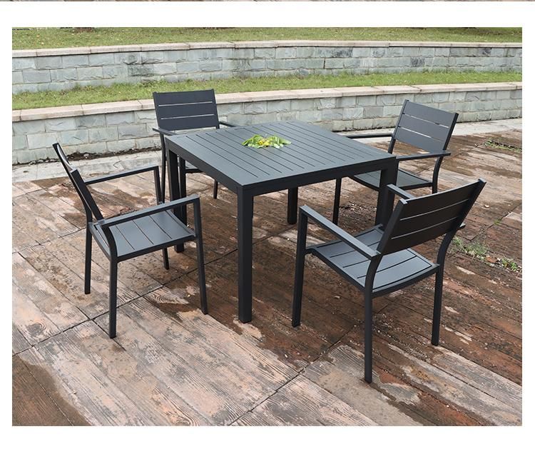 5-Piece Metal Patio Outdoor Dining Set Garden Table and Stack Chairs Patio Furniture