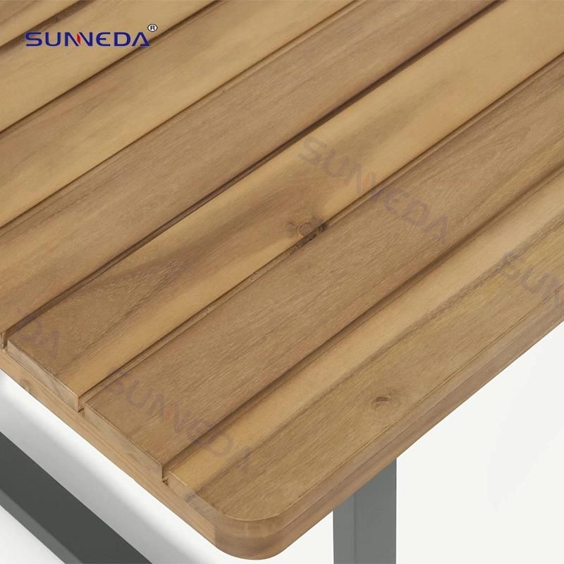 Patio Hotel Italian Style Dining Table Set Picnic Outdoor Hotel Restaurant Sofa Set with Wooden Table Top