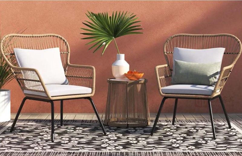 Zhida Factory Wholesale Customized Hotel Rattan Rope Outdoor Chair Set Modern Design Villa Patio Outdoor Leisure Chair