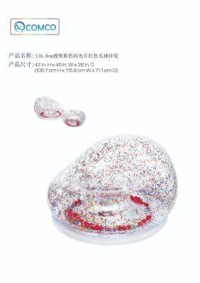 116.8cm Transparent Color Glitter Sheet Red Hair Ball Sofa