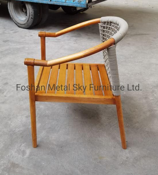 Outdoor Teak Wooden Garden Hotel Villa Patio Rope Rattan Chair