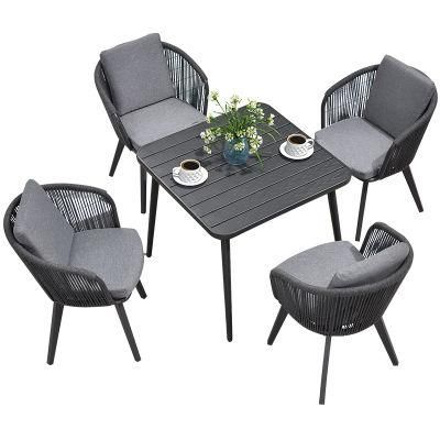 Rope Dining Furniture No Rust Aluminum Frame Table