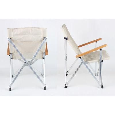 Outdoor Aluminum Backpack Beach Fishing Modern Manufacturer with Solid Wood Armrest Folding Chairs