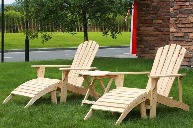 American Style Balcony Chair and Table Set 3 Piece Solid Wood Adirondack Chairs for Garden Patio Use Garden Dining Table Patio Chair Garden Furniture Sets