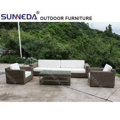 Modern Popular Solid Teak Wood and Rattan Garden Patio Balcony Lounge Sofa