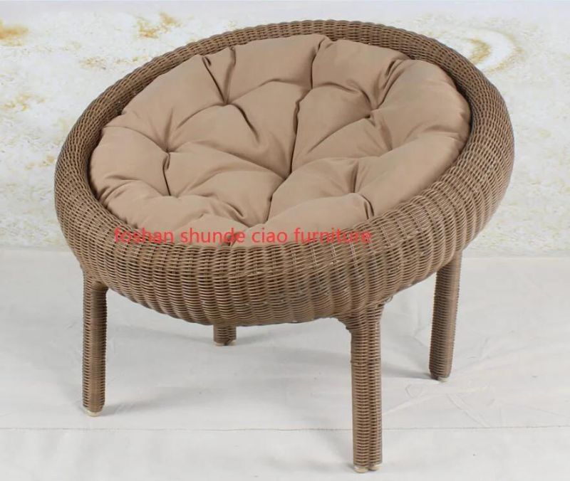 Leisure Round Rattan Weaving Outdoor Garden Chair with Soft Cushion