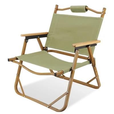 Outdoor Furniture Camping Chair Wood Grain Aluminum Compact Portable Folding Kids Camping Chair