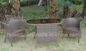 Flat PE Rattan 2-Seats Dining Table and Chairs
