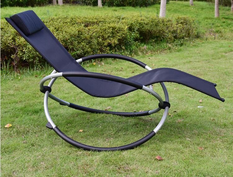 Outdoor Garden Leisure Floor Rocking Chair Armchair with Metal Frame for Adults
