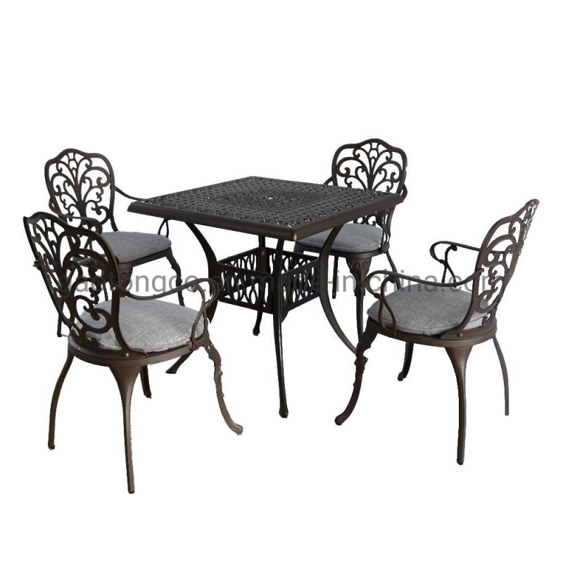 6 Seats Outdoor Dining Table Set Aluminium Outdoor Round Table Garden Table Furniture