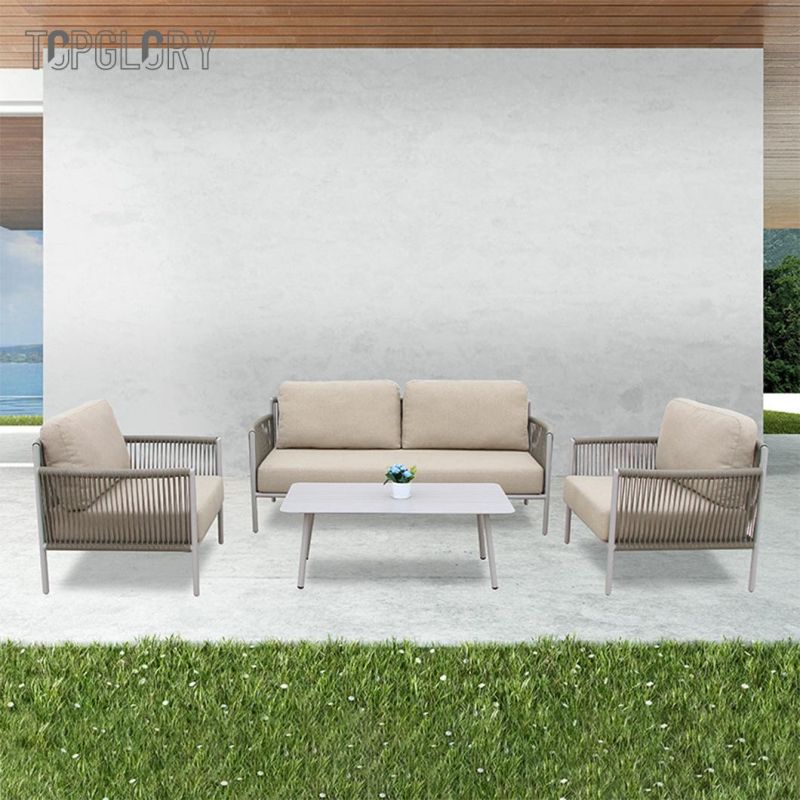 Excellent Quality Rope Structure Aluminum Modular Outdoor Garden Furniture Sofa