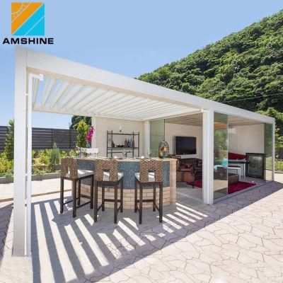 Best Popular Luxury Automatic Garden Pavilion Aluminium Economic Outdoor Gazebo Adjustable Wedding Louvered Pergola