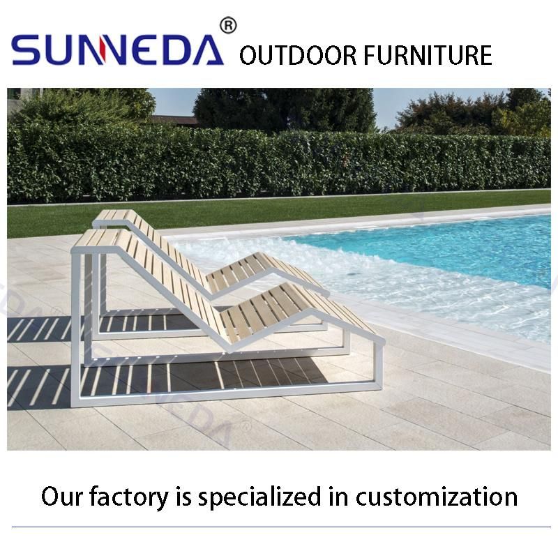 Ergonomic Bending Lounger Bed for Outdoor Beach with Assembled Plastic Wood