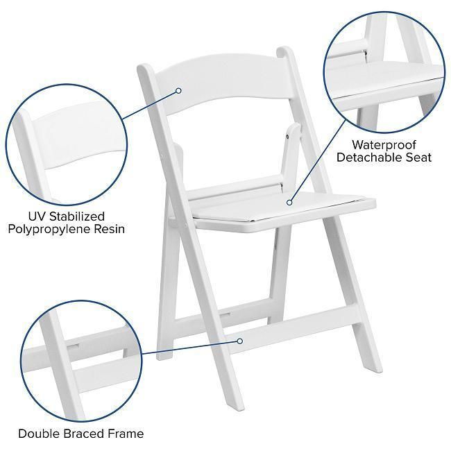 White Wimbledon Lightweight Resin Folding Chair for Outdoor Indoor Weddings