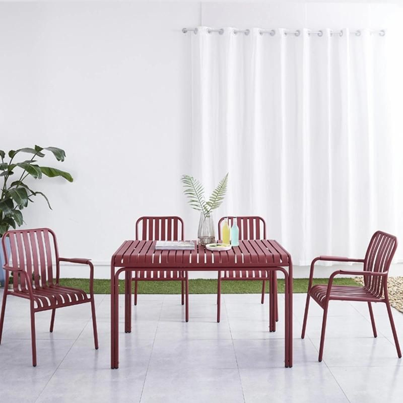 Factory Custom Color Outdoor Dining Table Set with Armrest Chair