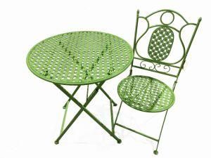 European Style Outdoor Furniture Metal Bistro Set with Folding Table Chairs