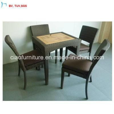 C-High Quality Outdoor Rattan Teak Wood Square Table
