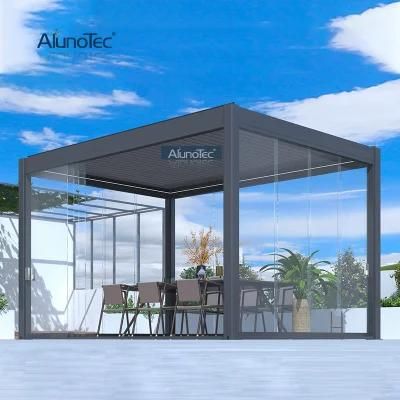 High Quality Garden Aluminium Outdoor Shade Awning White Opening Roof Canopy Carport Louvre Bioclimatic Pergola Garden Gazebo