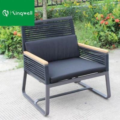 Weatherproof Fabric Furniture Patio Outdoor Rope and Aluminum Feet Leisure Chair with Tesilin Fabric